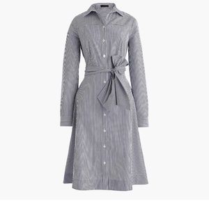 J. Crew cotton poplin navy and white stripe shirt dress, size 10